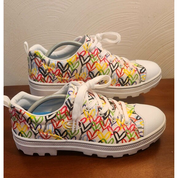 Skechers X James Goldcrown Women White Roadies Heart Sneakers SN 155505 Size 9.5 - Picture 4 of 10